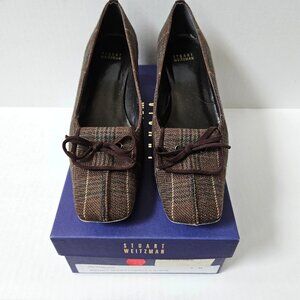 Stuart Weitzman Shoes Womens 9 Walnut Glen Plaid Suede Trim Pumps Academia